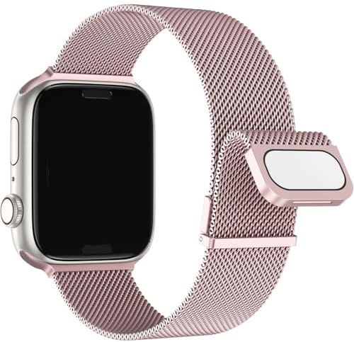Double Magnétique Métal Watch Bracelet Compatible avec Apple Watch 38mm 40mm 41mm 42mm 44mm 45mm 46mm 49mm Montre compatible avec iWatch Serie 11 10 9 8 7 6 5 4 3 2 1