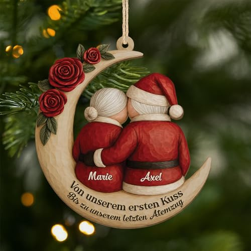 Geschenke Mall Personalisiertes Ornamente - Gemeinsam Alt Werden [3D-Druck-Effekt] - Weihnachtsanhänger für Paare, Deko Weihnachtsbaum, Personalisierter Christbaumschmuck (Modell #1)