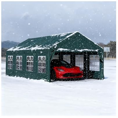 Robuste, Wind- Und Schneesichere Carports Aus Metall Mit Zaunplane Für Traktoren, LKWs, Wohnmobile Und SUVs(13x26x6.5ft)