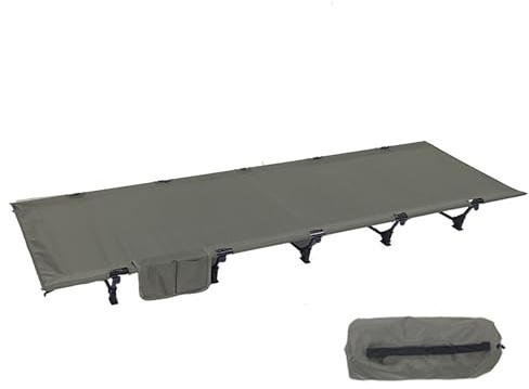 Lit de Camp Pliable,192 x 65 cm Chaise Longue de Camping Compacte et Portable Facile à Construire Lit de Camping Résistant Tentes,Les Randonnées en Plein Air, Charge Maximale 150kg, Vert Foncé