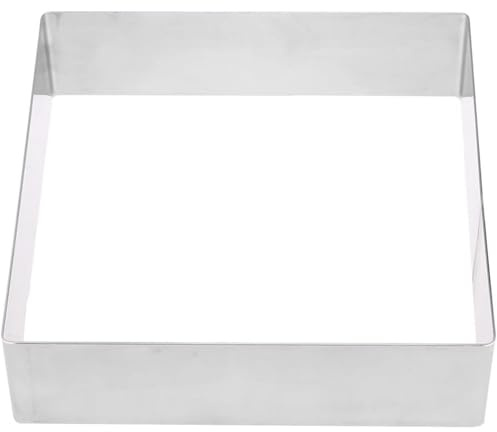 Stampo per torta quadrato in acciaio inossidabile da 10x10 pollici, anello per torta liscio antiaderente, anelli per pasticceria riutilizzabili per cuocere pane, mousse, cheesecake, dessert e al