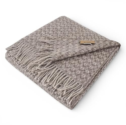 Plaid in pura lana vergine con frange di MARZOTTO - cm 130x170 (Brown)