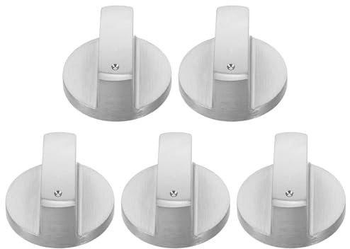 Boutons de Commande de Cuisinière à Gaz Universels 5 Pièces | Argenté, pour Gaz et Four Cuisine, Lot de 5, Prise Antidérapante, Réglage Fluide