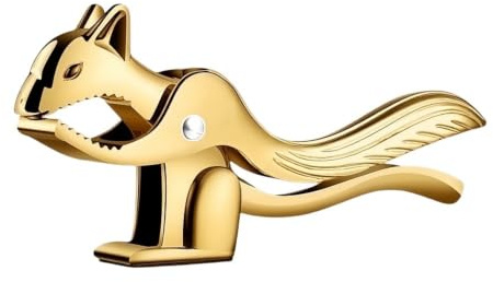 HuadaXtai Cascanueces de Ardilla Cascanueces Quebrador de Nueces Diseño Creativo con Mordaza Reforzada Que Sujeta Nueces y Base Antideslizante Que Protege, Dorado