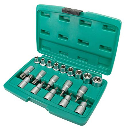 1/2 Zoll Steckschlüsselsatz 19tlg für TORX- und schraube Chrom-Vanadium aus WIESEMANN 1893 I Für Torx- und Innen-Schrauben I Spezial im Werkzeugkoffer I 80195