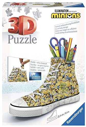 Ravensburger 3D Puzzle 11262 Sneaker Minions - Praktischer Stiftehalter - 108 Teile - Schreibtisch-Organizer für Kinder ab 8 Jahren