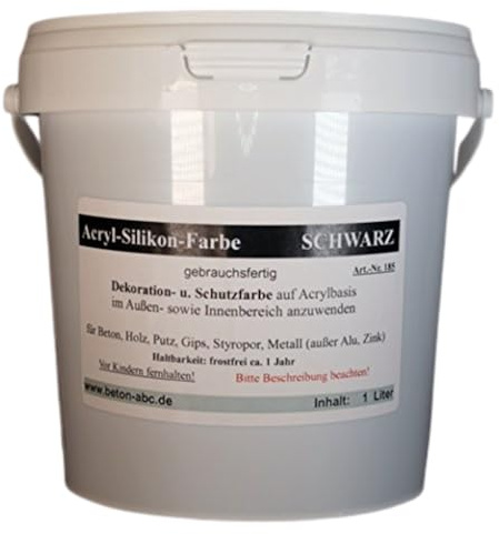 Schwarz - Beton Farbe - Acryl Silikon 1 Liter