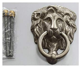 Graf von Gerlitzen Antik Messing Nickel Tür Klopfer Türbeschlag Türklopfer Löwe 105426N
