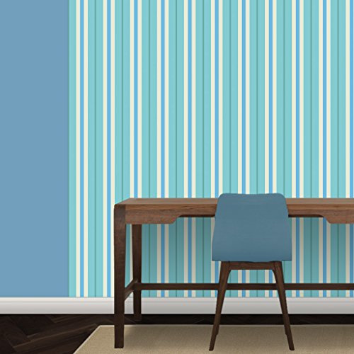 Feine StreifentapeteEleganz in hellblau - Vlies Tapete Streifen - Klassische gestreifte Wanddeko - GMM Design Tapete - Wandtapete - Wand Dekoration für edle Wohnakzente (H: 2,6m B: 46,5cm)