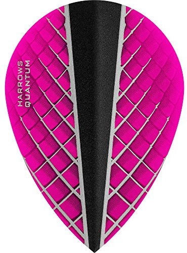 Harrows Quantum X Dart Flights - 100 Micron - Pear - 3D Effect - 1 Set (3) (Pink)