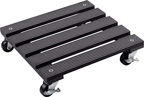 Metafranc WPC-Pflanzenroller 300 x 300 mm-60 kg Tragkraft-Anthrazit-PP-Räder-Feststeller-Witterungsbeständig/Outdooroller/Untersetzer mit Rollen/Transporthilfe für Pflanzen / 825110
