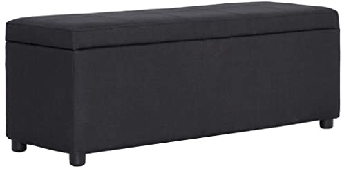 vidaXL Bank mit Staufach Sitzbank Sitzhocker Sitztruhe Flurbank Truhenbank Aufbewahrungsbox Truhe Spielzeugkiste Polsterbank 116cm Schwarz Polyester