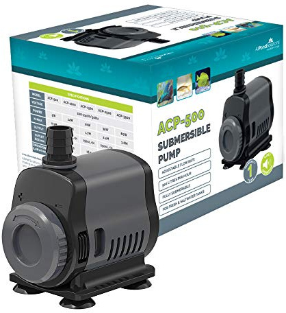 AllPondSolutions 500L/H Aquarium Fish Tank Submersible Water Pump Ultra Quiet Water Feature Pump with Adjustable Flow Controller