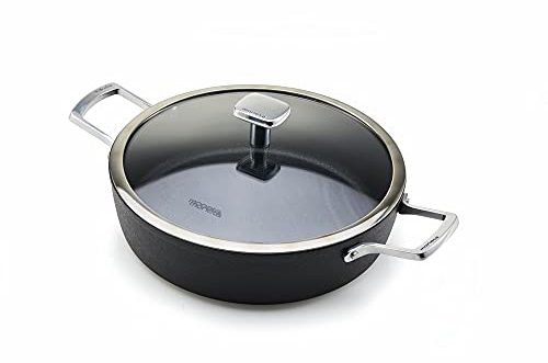 Moneta Armonia Tegame 2 Manici 28 cm + Coperchio Bordo Inox per Ogni Tipo di Piano Cottura