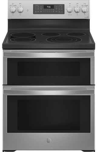 GE Profile 30 in. 5 Burner Element Smart Free-Standing Double Oven Electric Range in Fingerprint Resistant Stainless PB965YPFS