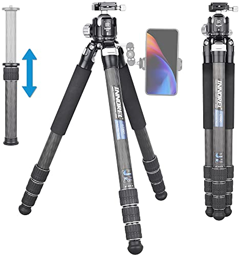 Treppiede in fibra di carbonio INNOREL CT85C Treppiede compatto professionale Supporto fotocamera pesante per videocamera DSLR con testa a sfera a bassa gravità 46mm Carico 25kg con colonna centrale