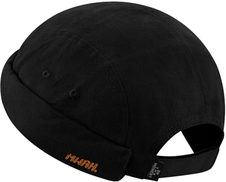Croogo Retro Tinta unita Brimless Docker Cap Estate Rolled Cuffed Beanie Skull Sailor Hat, Gd31-nero, Taglia unica