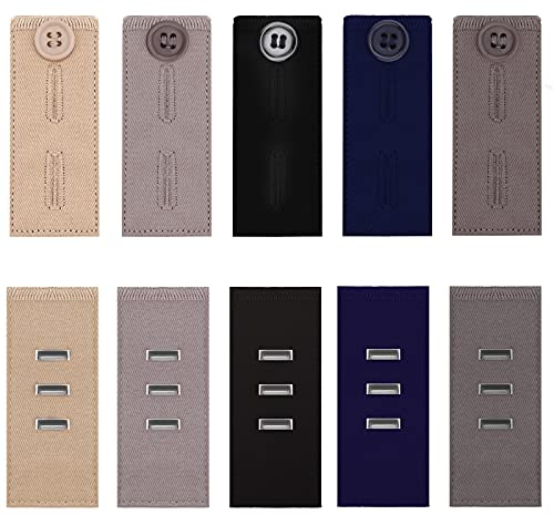 KINBOM 10 Stück Knopfver Längerung für Hosen, 2 Arten Waist Hook Extender für Kleid Jeans Hosen Khakis Hosen Mann und Frau