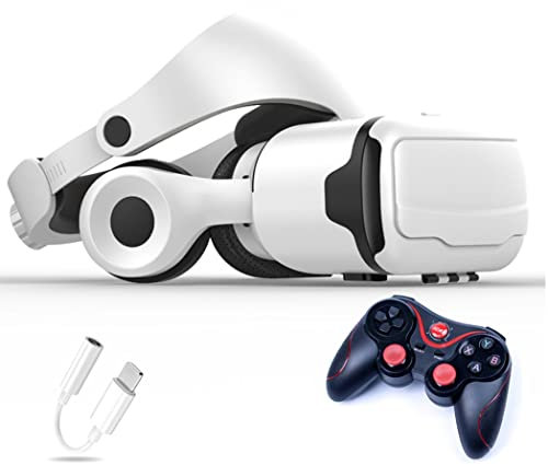 Gafas de Realidad Virtual, 3D VR Gafas con Controlador Bluetooth para Juegos Visión Panorámico VR Glasses para iPhone 13 Pro Max/13 Pro/13/12/11, para Samsung Galaxy S21, Huawei, Xiaomi
