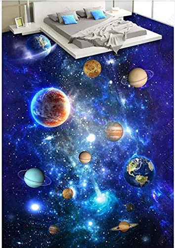 3D PVC Bodenbelag Individuelle Foto Universum Galaxy Sky Planet Aufkleber Dekorative Vinyl Selbstklebende Tapete für Wände in Rollen - 200 cm x 140 cm