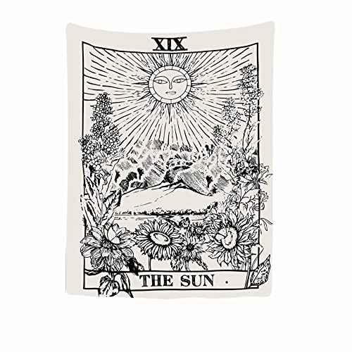 Ulticool - Appeso a Parete Decoración Casa - Sol Tarot Flores Retro Vintage Horóscopo - 150 x 200 cm Grande – Murales Alfombra Tapiz Pared - Tapices Decorativo para Habitacion Dormitorio Salon