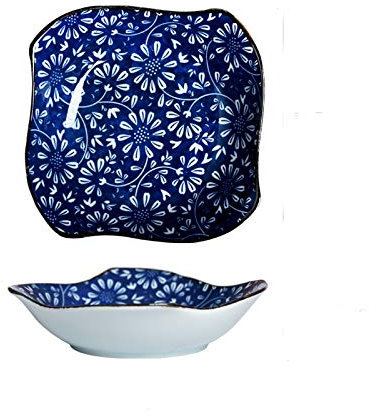 Plato de Pasta Placa De Cena De Porcelana Personalizada, Placa De Motivos Florales Adecuado for Pasta, Postre Y Bocadillos, 6 Pulgadas Pequeña Placa De Aperitivo Platos Llanos