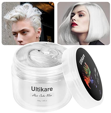 Cera Gris del color del pelo, Ultikare cera de color para el pelo Temporal Cera natural desechable para teñir el cabello en color Cosplay, partido (Blanco)