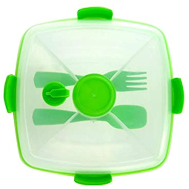 Samnuerly Fiambrera portátil con ensaladera Fiambrera de Fruta Desmontable Doble con Tarro de Salsa Suministros de Cocina (A
