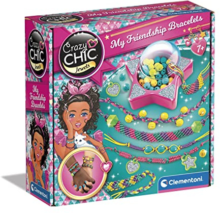 Clementoni Crazy Chic - Coffret création de bracelets de l'amitié - Perles et fils - Des 7ans