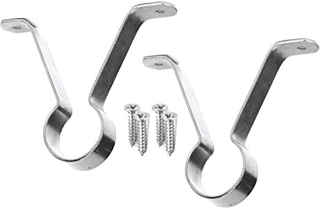 SISI UK Pack of 2 Hanging Rod Wardrobe Rail Bracket Supports Large Chrome Hanging Rods Support Brackets Hanging Rod Centre Fix Brackets for Wardrobe Rods Fits for 25mm Rail, Silver