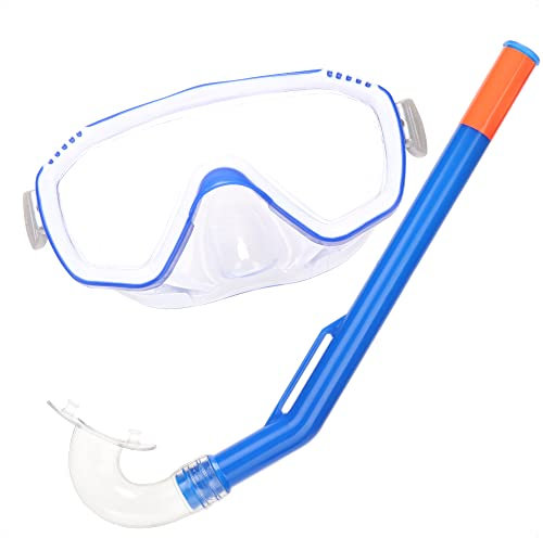 com-four® 2-delat snorkelset för barn från 3 till 6 år - Snorkelset för små barn - Dykglasögon och snorkel för dykning (Barn - transparent)
