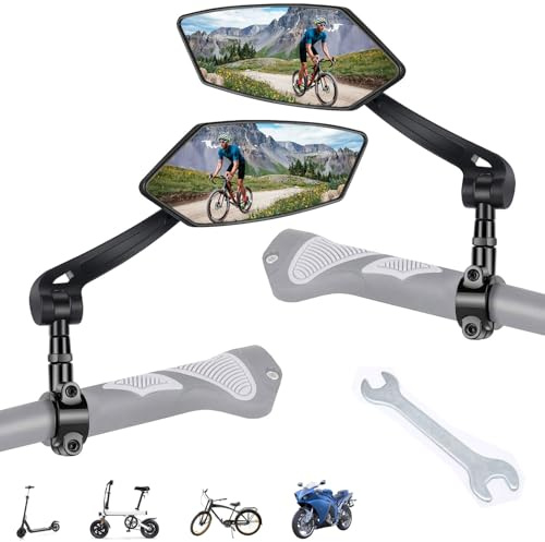 Favuit Fahrradspiegel, Klappbar HD Fahrrad Rückspiegel 360° Verstellbarer Fahrrad Spiegel Schlagfestes Fahrradrückspiegel für Lenker E-Bike MTB Mountainbike Rennräd Bike Mirror Accessories