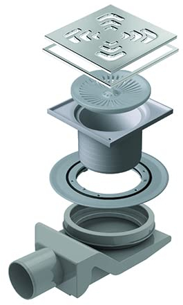 CANALINA SCARICO DOCCIA QUADRATA GOCCIA 15x15 Pilette Plastica Doccia Lavelli