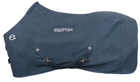 Coperta Cotone Equityum Karyn, Coperta di Ottima Fattura, Utile per Proteggere il Cavallo dagli Sbalzi di Temperatura (145 cm, Blu)