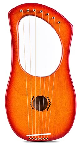 Lyra-Harfe, 7-saitiges Lyra-Harfen-Holzsaiteninstrument mit Tragetasche, Saitensatz, Stimmschlüssel, 2 Plektren