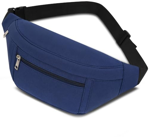 Bauchtasche Gürteltasche für Herren Damen, Wasserdicht Stylisch Nylon Unisex Bum Waist Fanny Pack Hüfttasche für Outdoor Sport Reise Wandern Hundetraining (Blau)
