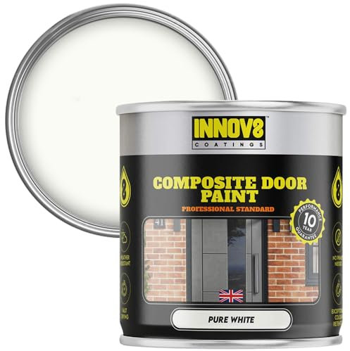 INNOV8 COATINGS COMPOSITE DOOR PAINT - 750 ml - No Primer or Top Coat - Fast Drying - Satin Finish - Pure White