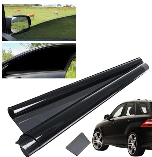 Sichtschutz Autofenster Tönungsfolie 50x300cm, Verdunkelung Auto Fenster Camping Sonnenschutz Folie Mit UV Schutz, Fensterfolie Schwarz Für Fahrzeuge Sonnenschutz (VLT 5%)