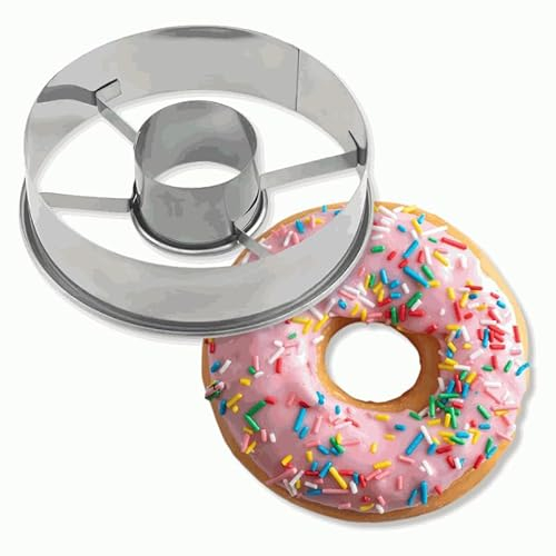 CHEFZOCO Molde donut, Molde para rosquillas, Cortador de donuts, Aro para donuts, Molde para bagels, Diámetro Exterior de 10 cm, Diámetro Interno de 3.5 cm, Altura 2.4 cm, Acero inoxidable