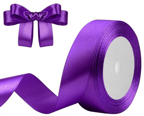 DekoBander Satinband Lila 25mm x 23m, Geschenk- & Bastelband | für Geschenkverpackungen, Basteln, DIY, Nähen, Brautparty-Dekoration, Christbaumschmuck
