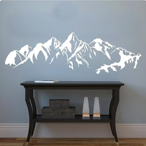 Wandtattoo Berge Wandtattoo Landschaft Home Decor Für Wohnzimmer Schlafzimmer Wandaufkleber,Weiß,69x21cm