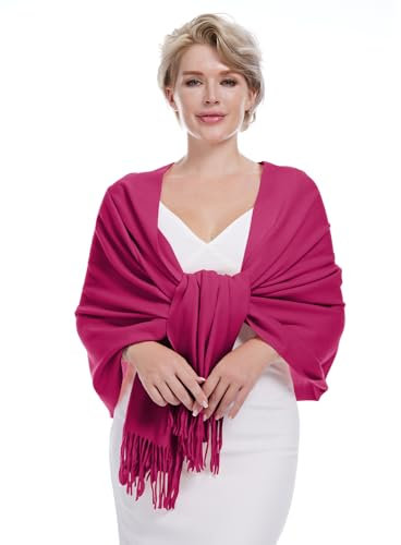 DiaryLook Kaschmir Schal Damen Winter Warm abendkleid Pashmina Schals tücher für Frauen Blanket Scarf Fuchsia