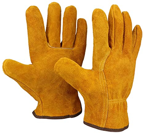Combinaison de soudage en cuir Gants de travail gants de soudure en cuir ignifuges gants de sécurité anti-chauffage for soudage gants de protection en métal for le soudage Résistant à la chaleur et ig