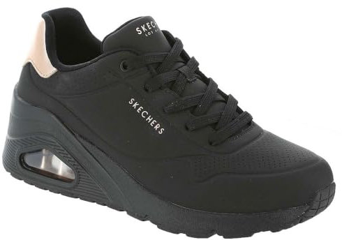 Skechers Women's Uno Wedge-Hi Steps Sneaker, Black/Black, 6 UK
