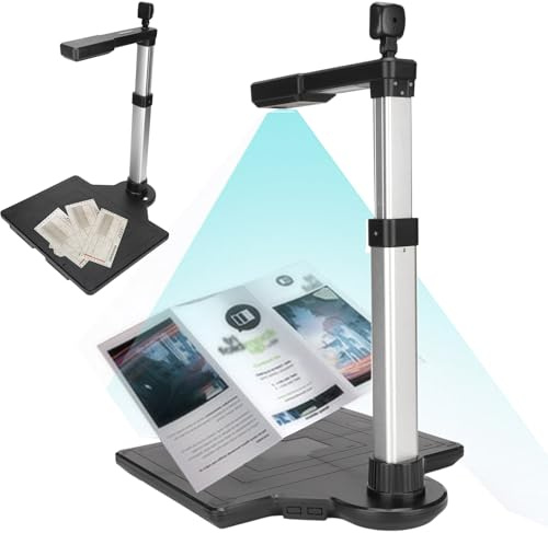 PLABNK Scanner per Documenti per Libri (Doppia Fotocamera), Formato Acquisizione: A3/ A4, Riconoscimento Testo/scansione Batch, Calibrazione con Clic, con LED, per Apprendimento Distanza,Black