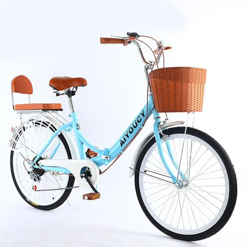 QXIWAOE Klapprad 24 Zoll Carbon Steel Speed City Fahrrad Tragbares leichtes Last Damen Princess Pendlerfahrrad