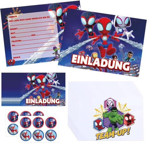 ZeiLaBang Kakadi 12 Stücke Einladungskarten Kindergeburtstag,12 Umschläge,12 Tattoo Aufkleber,Deutsche Einladungskarten,Partyeinladungen Einladungen Kinder,Geburtstag Einladungskarten Junge Mädchen