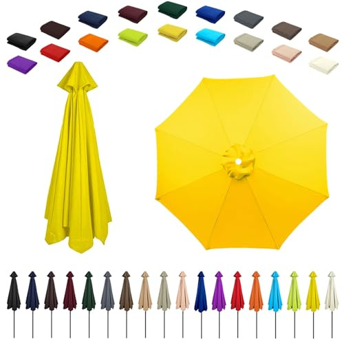 6/8 Ribs Umbrella Replacement Top, Parasol Replacement Canopy, Replacement Parasol Fabric Cover, Breathable/UV Protective, For Patio/Market/Yard/Backyard/Pool/Market(Yellow,6 ribs: 2.5m/8.2ft)