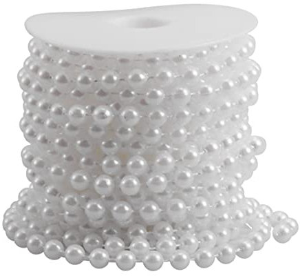 Veemoon Acryl Perlengirlande 10m Weiß 8mm Mit Baumwollschnur Zum Zuschneiden Hochzeitsdeko Brautschmuck Partydekoration