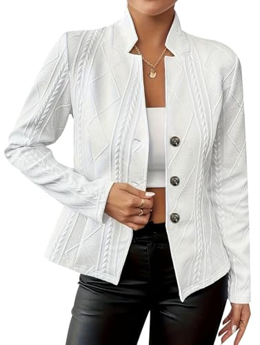 MINTLIMIT Women's Blazer Long Sleeve Button Down Blazers Stand Collar Textured Business Casual Blazers Suit Jackets
